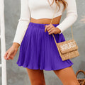 Pure Color Ice Silk Pleated Skirt - AMAZEALL
