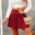 Pure Color Ice Silk Pleated Skirt - AMAZEALL