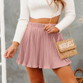 Pure Color Ice Silk Pleated Skirt - AMAZEALL