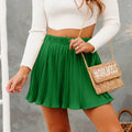 Pure Color Ice Silk Pleated Skirt - AMAZEALL