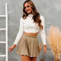 Pure Color Ice Silk Pleated Skirt - AMAZEALL