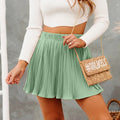 Pure Color Ice Silk Pleated Skirt - AMAZEALL