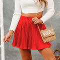 Pure Color Ice Silk Pleated Skirt - AMAZEALL