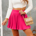 Pure Color Ice Silk Pleated Skirt - AMAZEALL