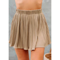Pure Color Ice Silk Pleated Skirt - AMAZEALL