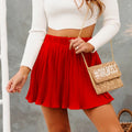 Pure Color Ice Silk Pleated Skirt - AMAZEALL