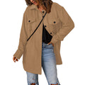 Women's Corduroy Solid Color Single Breasted Casual Lapel Woolen Jacket - AMAZEALL