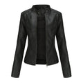 Biker Oversized Stand Collar Leather Jacket - AMAZEALL
