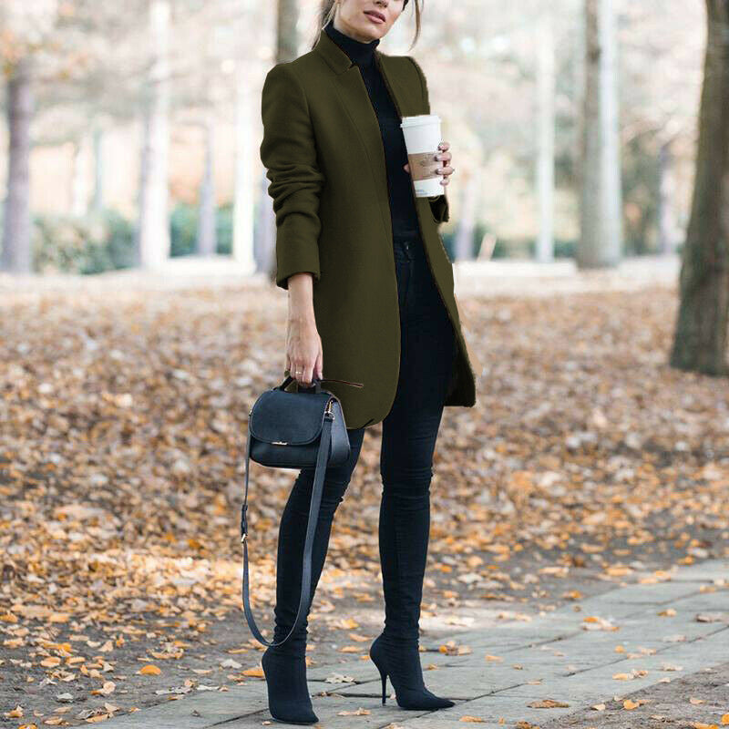 Autumn And Winter New Fashion Stand Collar Women's Woolen Coat - AMAZEALL