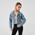 Women's Denim Long Sleeve Jacket Fashion Top - AMAZEALL
