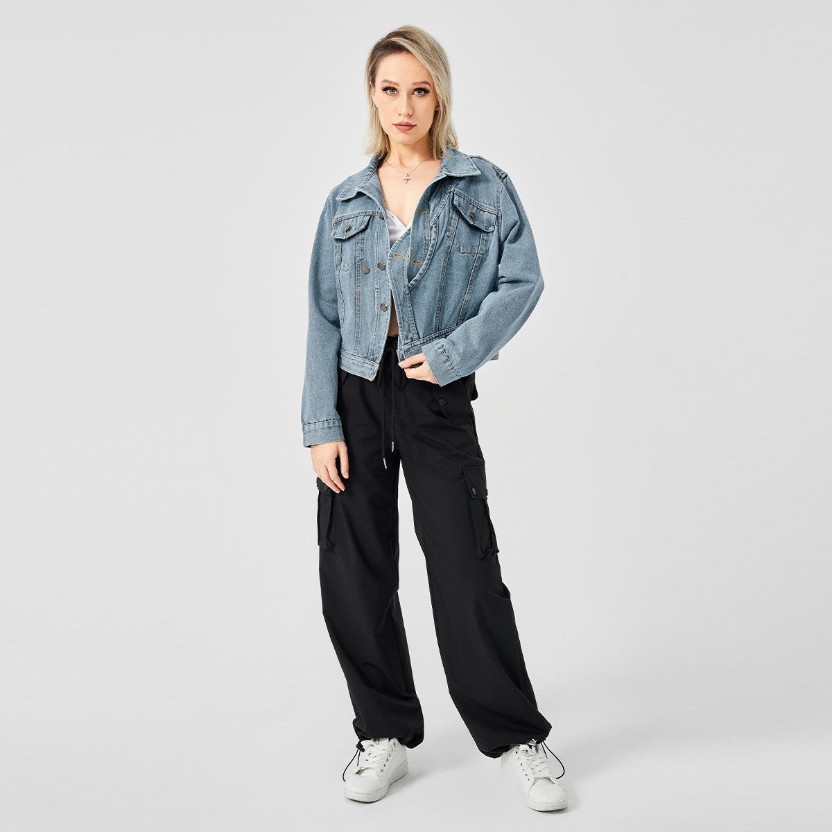 Women's Denim Long Sleeve Designed Jacket Fashion Top - AMAZEALL