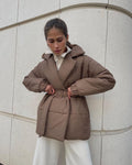 Winter Lapel Waisted Cotton Coat Fashion Solid Color Slim Overcoat Womens Clothing - AMAZEALL