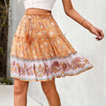 Printed Half Skirt With Skirt Women - AMAZEALL