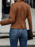 Solid Color Double-breasted Embellished Jacket - AMAZEALL