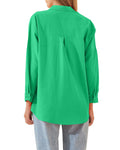 Women's Shirt Jacket Long Sleeve Blouse Button Down Tops Candy Color Shirt - AMAZEALL