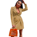 New Summer Women's Fitted Double Breasted Long Sleeve Lapel Blazer - AMAZEALL