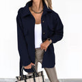 Lapel Button Lace Up Women's Woolen Jacket - AMAZEALL