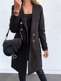 Autumn And Winter Solid Color Long-sleeved Double-breasted Mid-length Woolen Top Coat - AMAZEALL