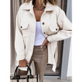 Lapel Button Lace Up Women's Woolen Jacket - AMAZEALL