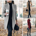 New European And American Fashion Solid Color Stand Collar Woolen Coat - AMAZEALL