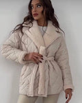 Winter Lapel Plaid Coat Fashion All-match Waist-tied Design Coat For Women Outwear Clothing - AMAZEALL