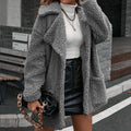 Single Breasted Bubble Fleece Jacket Loose Lapel Lamb Fleece Trench Coat - AMAZEALL
