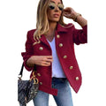 Autumn And Winter Slim Long-sleeved Double-breasted Suit Collar Woolen Coat - AMAZEALL