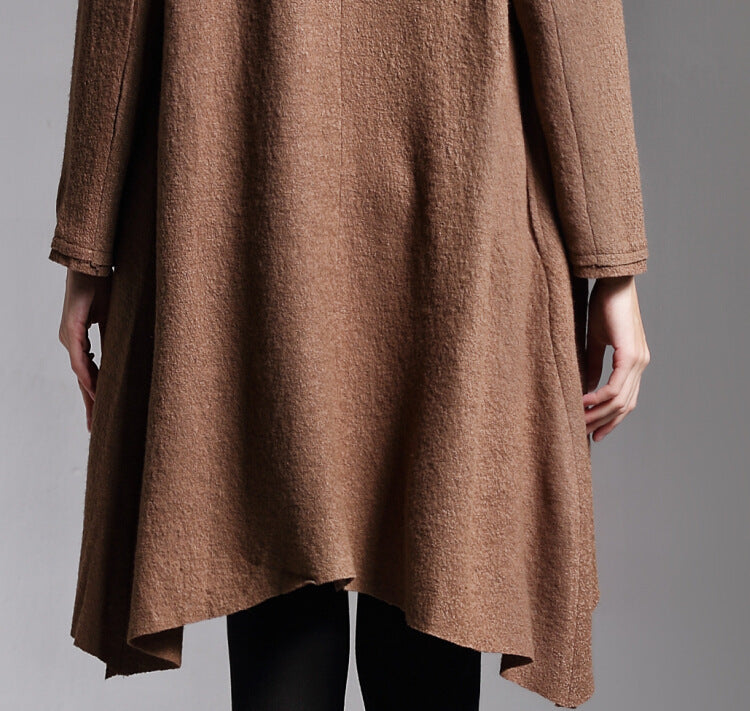 Long-Sleeved Cloak Long Woolen Coat - AMAZEALL