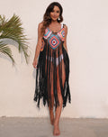 Long Fringed Panel Beach Blouse Slip Dress - AMAZEALL
