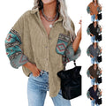 Women's Printed Plus Size Lapel Loose Clip - AMAZEALL