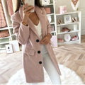 Solid Color Suit Collar Mid-Length Double-Breasted Woolen Coat - AMAZEALL