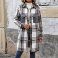 New Brushed Plaid Long Coat With Pockets Fashion Winter Jacket Outwear Women's Clothing - AMAZEALL