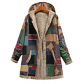Cotton And Linen Printed Hoodie Warm Plush Coat - AMAZEALL