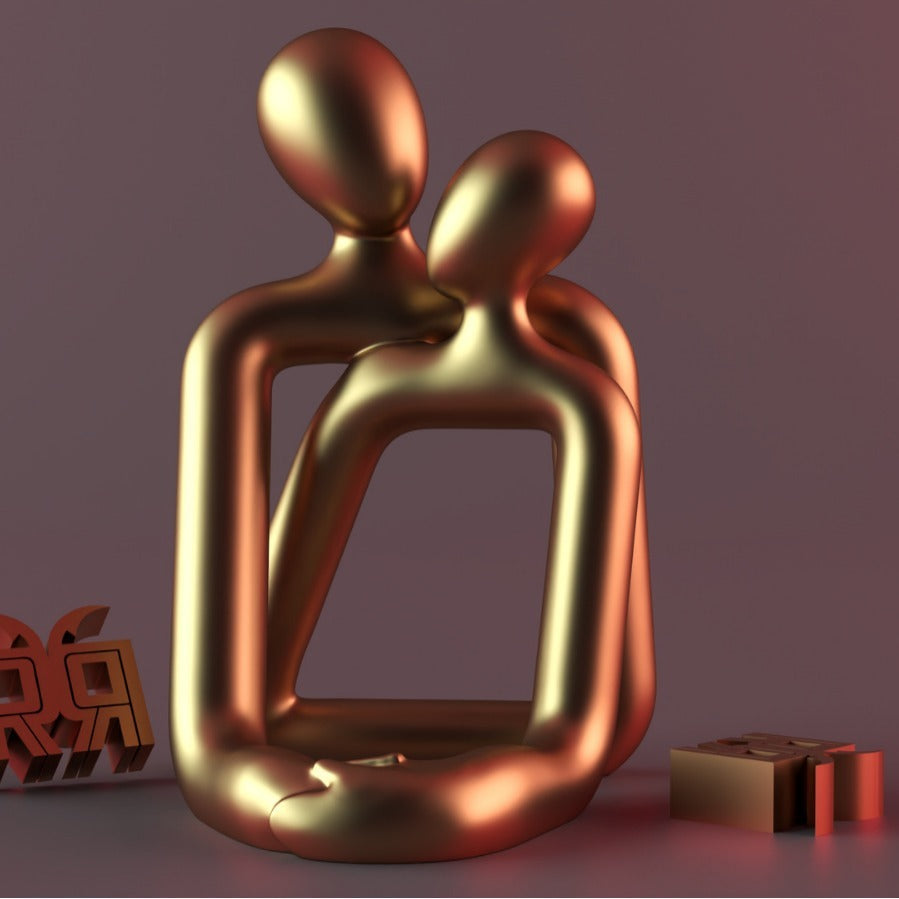 Heartwarming Loving Couple Resin Statue - A Timeless Modern Home Decor Accent For Bookshelves, Office Desks, And Nightstands Valentine's Day Gift - AMAZEALL