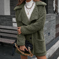 Single Breasted Bubble Fleece Jacket Loose Lapel Lamb Fleece Trench Coat - AMAZEALL