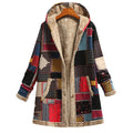 Cotton And Linen Printed Hoodie Warm Plush Coat - AMAZEALL