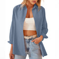 Women's Shirt Jacket Long Sleeve Blouse Button Down Tops Candy Color Shirt - AMAZEALL
