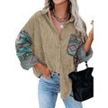 Women's Printed Plus Size Lapel Loose Clip - AMAZEALL