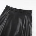 Slit Leather Sexy Mid Length Skirt High Waist Skirt - AMAZEALL