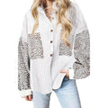 Leopard Print Women's Shirt Lapel Pit Strip Casual Jacket - AMAZEALL