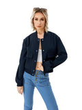 Women's Lightweight Cropped Bomber Jacket Casual Long Sleeve Varsity Jacket With Pocket Fashion Y2k Jacket Streetwear - AMAZEALL