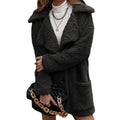 Single Breasted Bubble Fleece Jacket Loose Lapel Lamb Fleece Trench Coat - AMAZEALL