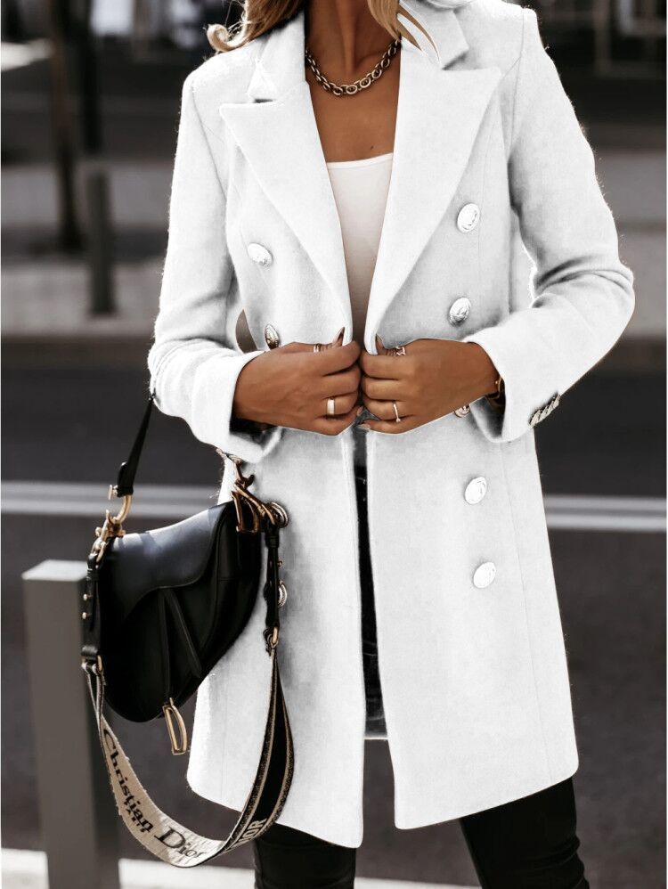 Long-sleeve Blazer-collar Double-breasted Nizi Coat - AMAZEALL