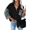 Women's Printed Plus Size Lapel Loose Clip - AMAZEALL