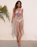 Long Fringed Panel Beach Blouse Slip Dress - AMAZEALL