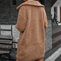 Single Breasted Bubble Fleece Jacket Loose Lapel Lamb Fleece Trench Coat - AMAZEALL