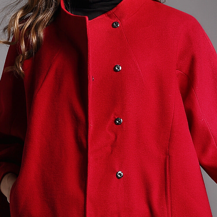Loose Large Size Cloak Woolen Coat And Long Woolen Coat - AMAZEALL