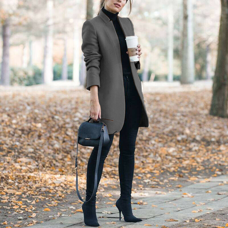 Autumn And Winter New Fashion Stand Collar Women's Woolen Coat - AMAZEALL