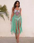 Long Fringed Panel Beach Blouse Slip Dress - AMAZEALL