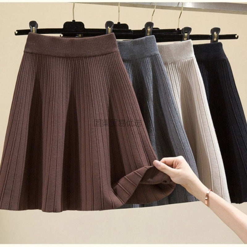 Knitted Umbrella Skirt Skirt High Waist Autumn And Winter Women - AMAZEALL